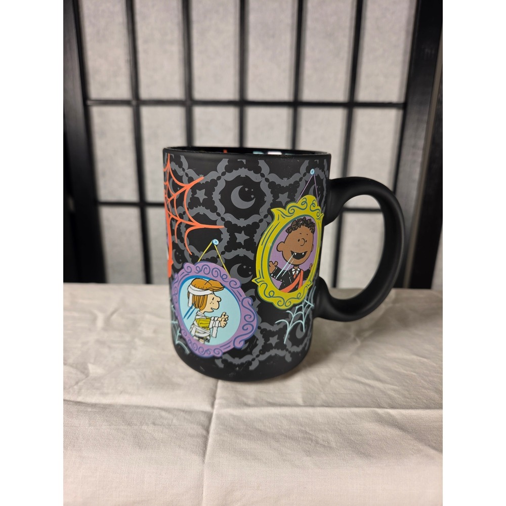 Peanuts Halloween Trick or Treat Matte Black Coffee Mug Zrike Brands Snoopy